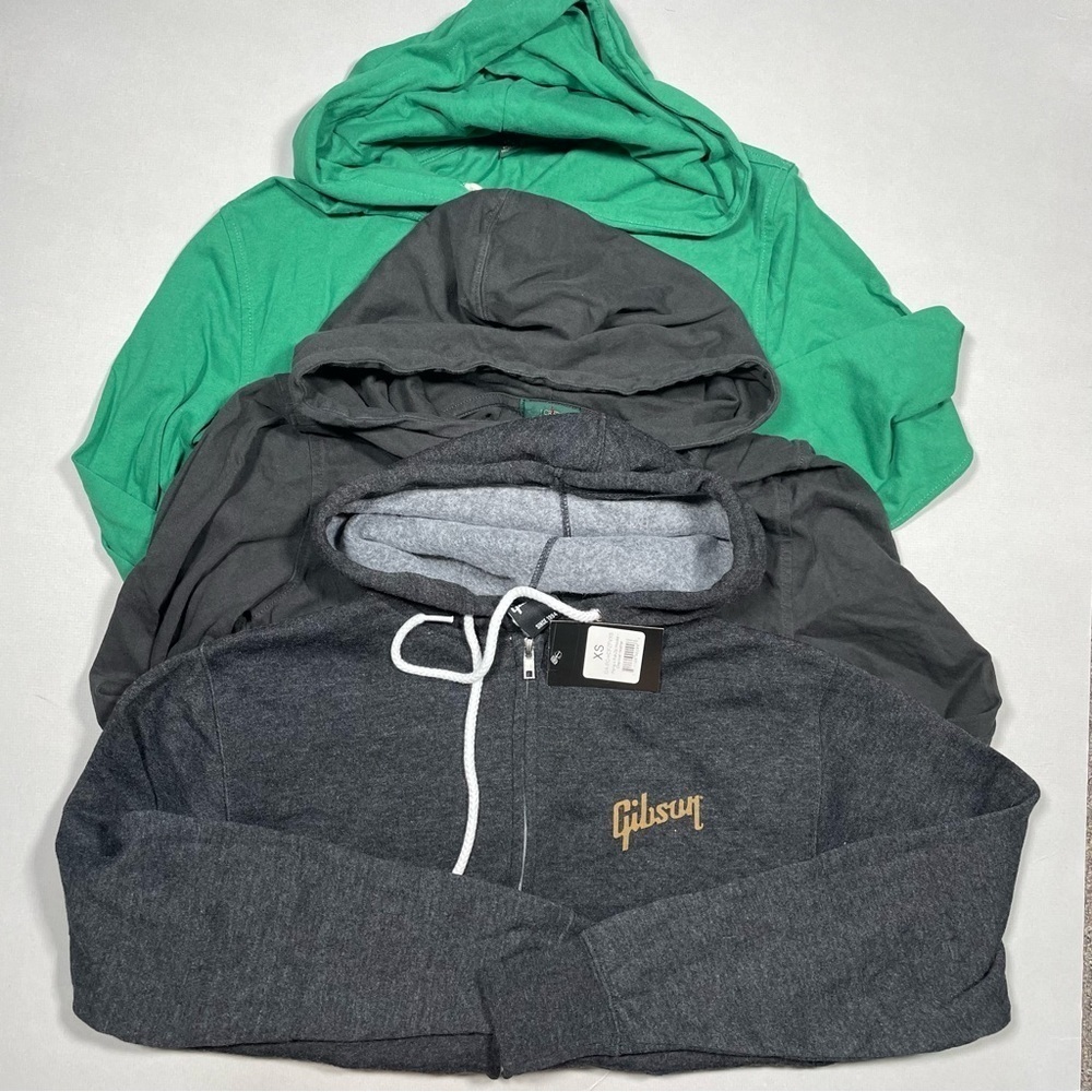 Bundle of 3 assorted brands hoodies/zipups. Gibson Guitar Hoodie.